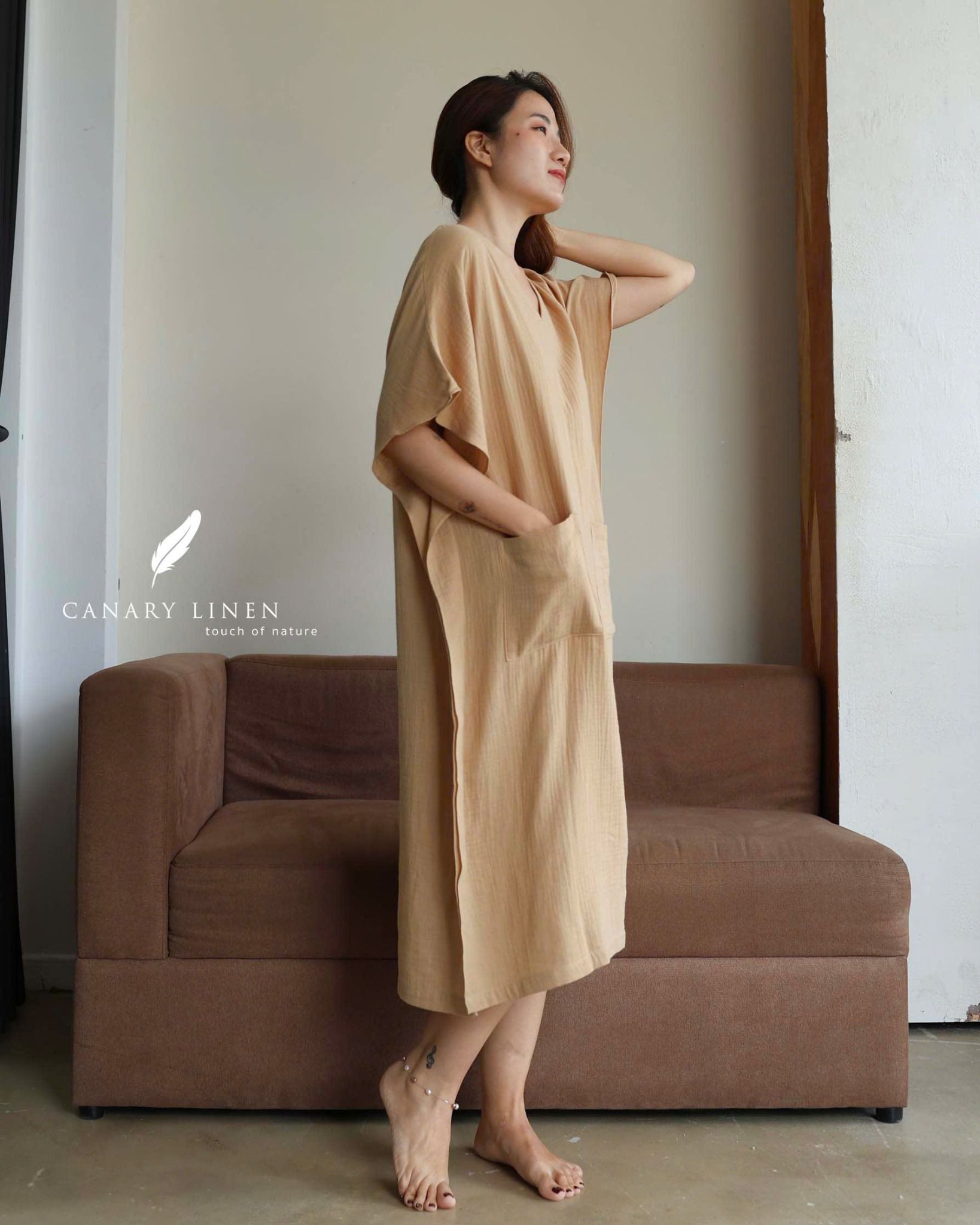  Celia Dress - Nâu be 