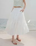 Tiered Maxi Skirt - Trắng 