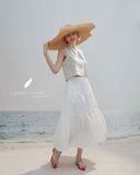  Tiered Maxi Skirt - Trắng 