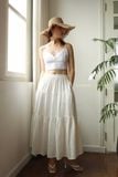  Tiered Maxi Skirt - Trắng 