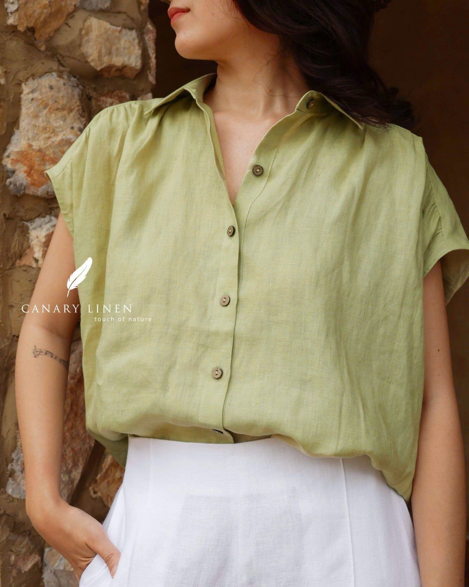  Gathie Shirt - Xanh bơ 