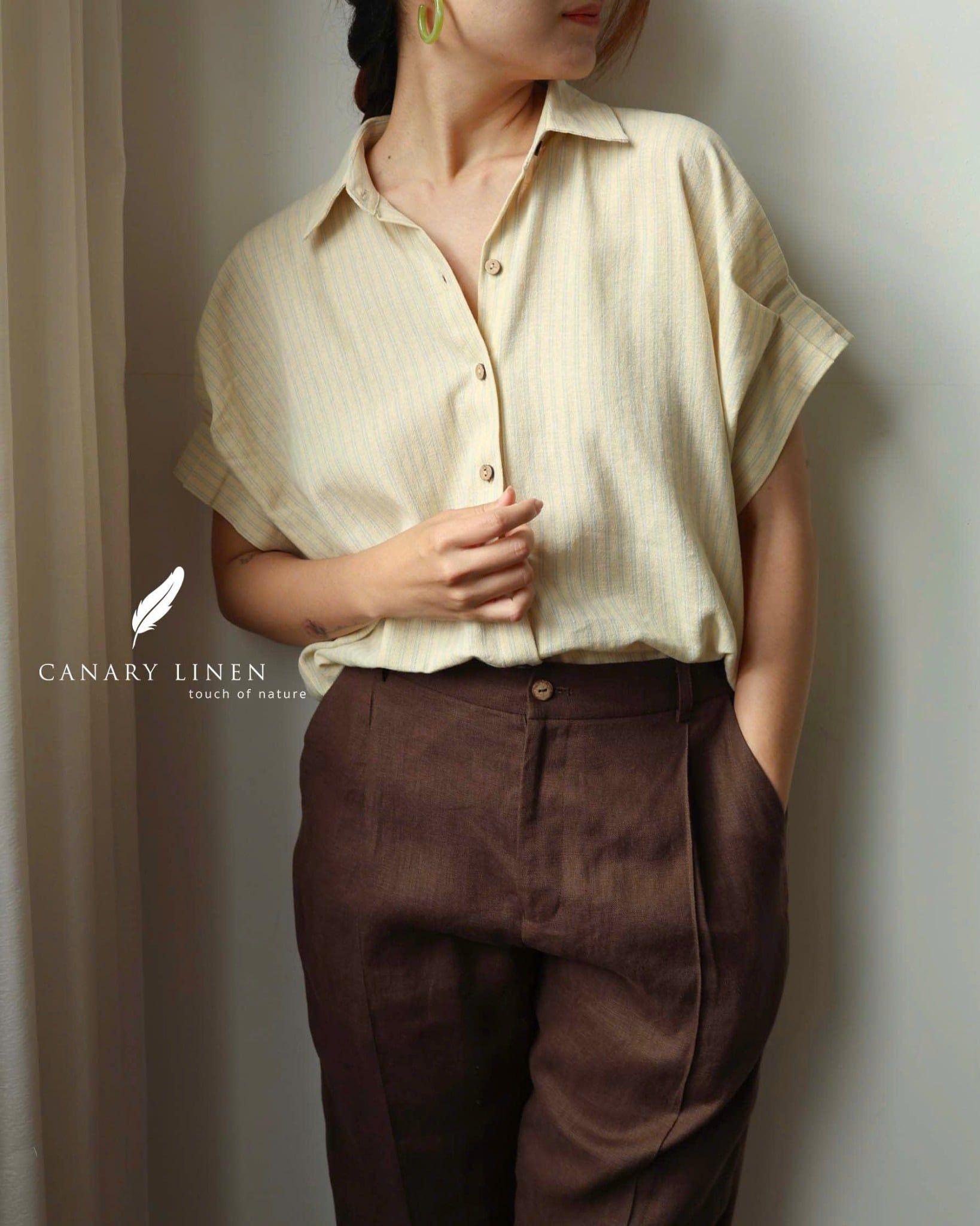  Eryn Shirt - Sọc vàng 