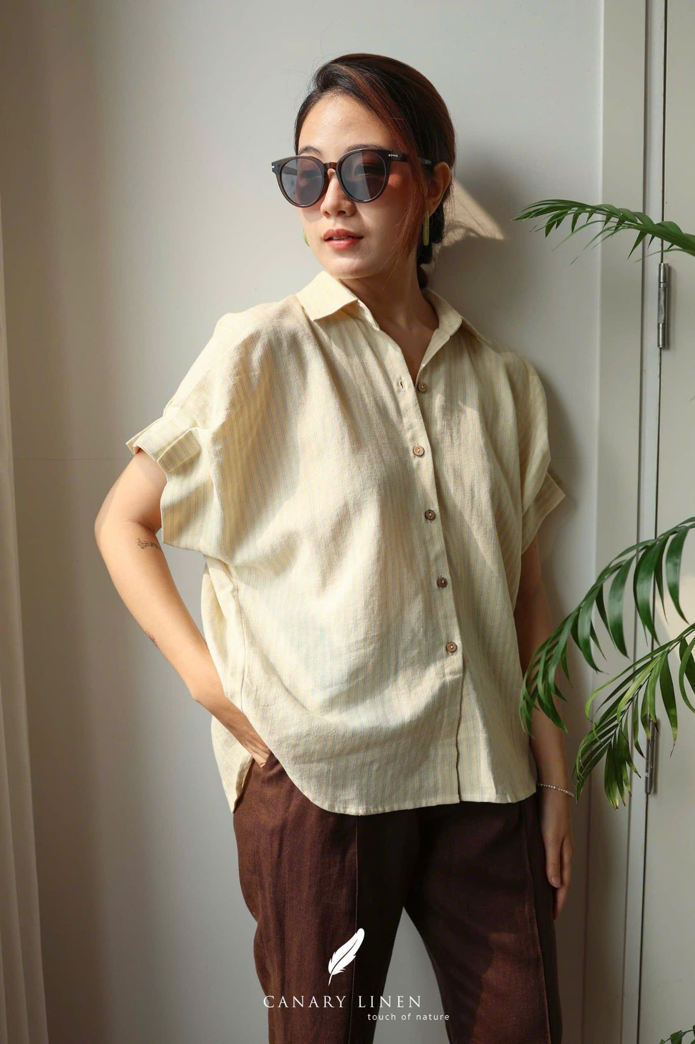  Eryn Shirt - Sọc vàng 