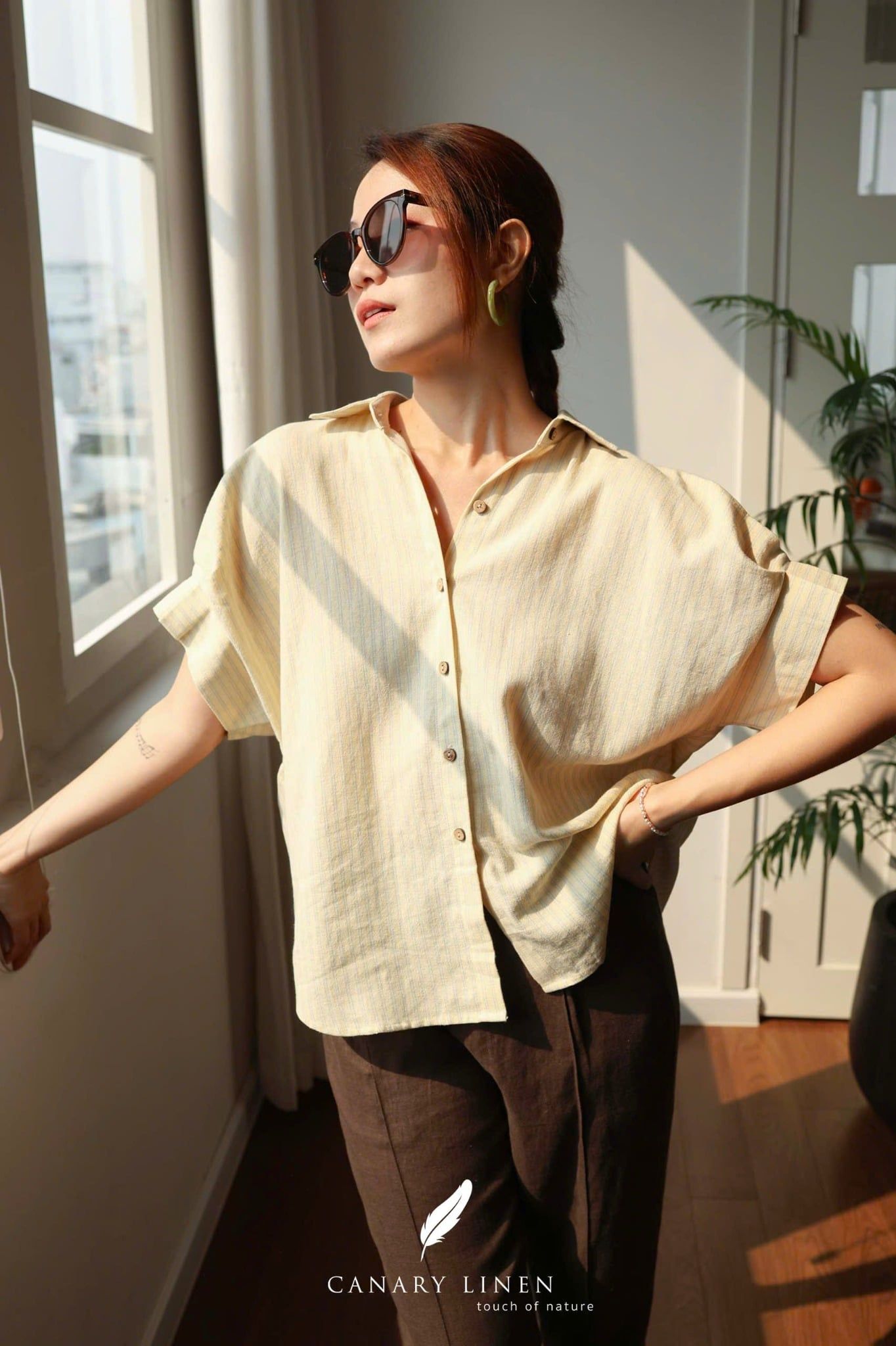  Eryn Shirt - Sọc vàng 