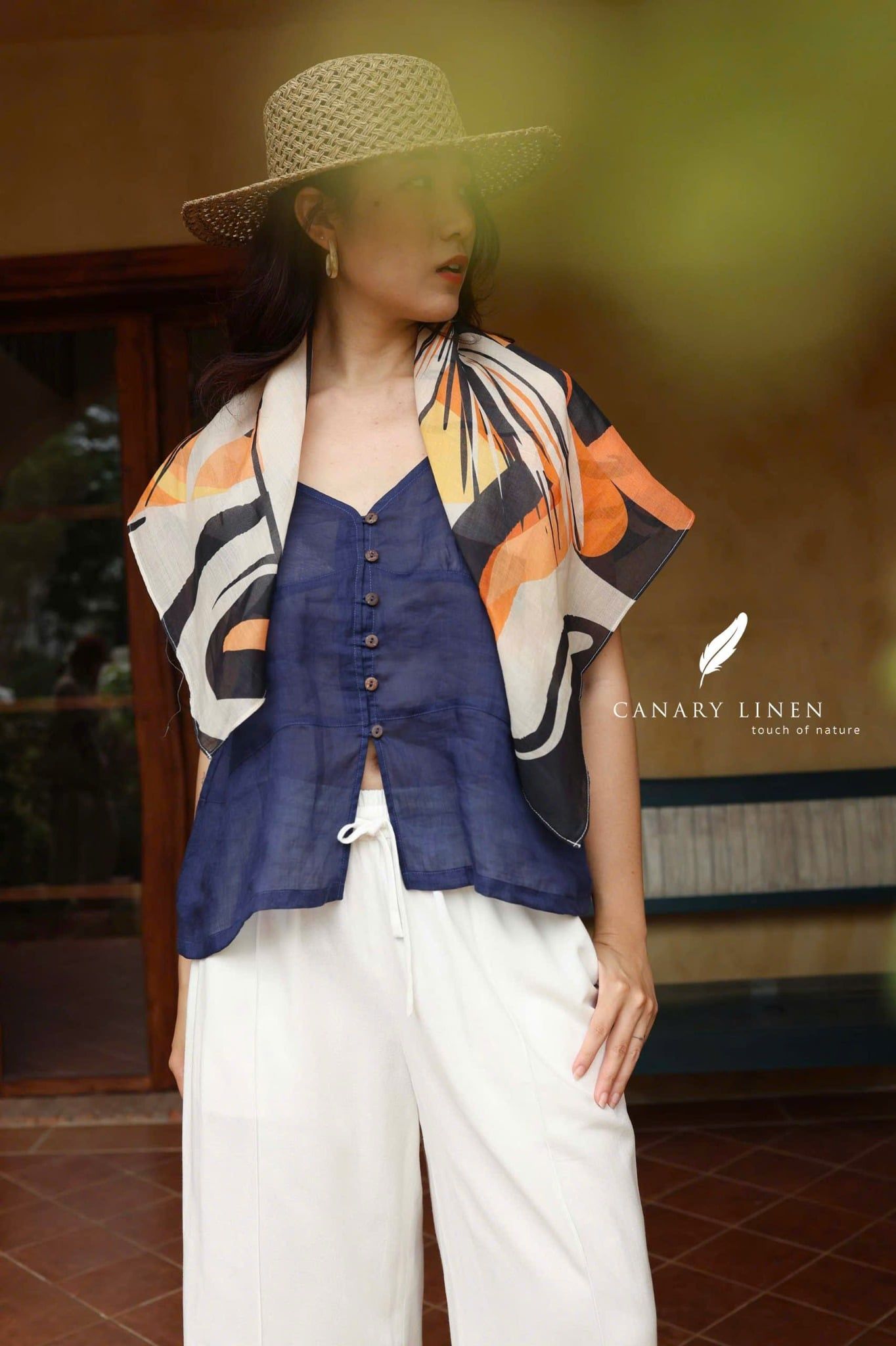  Clara Scarf - Họa tiết hoa cam 