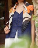  Clara Scarf - Họa tiết hoa cam 