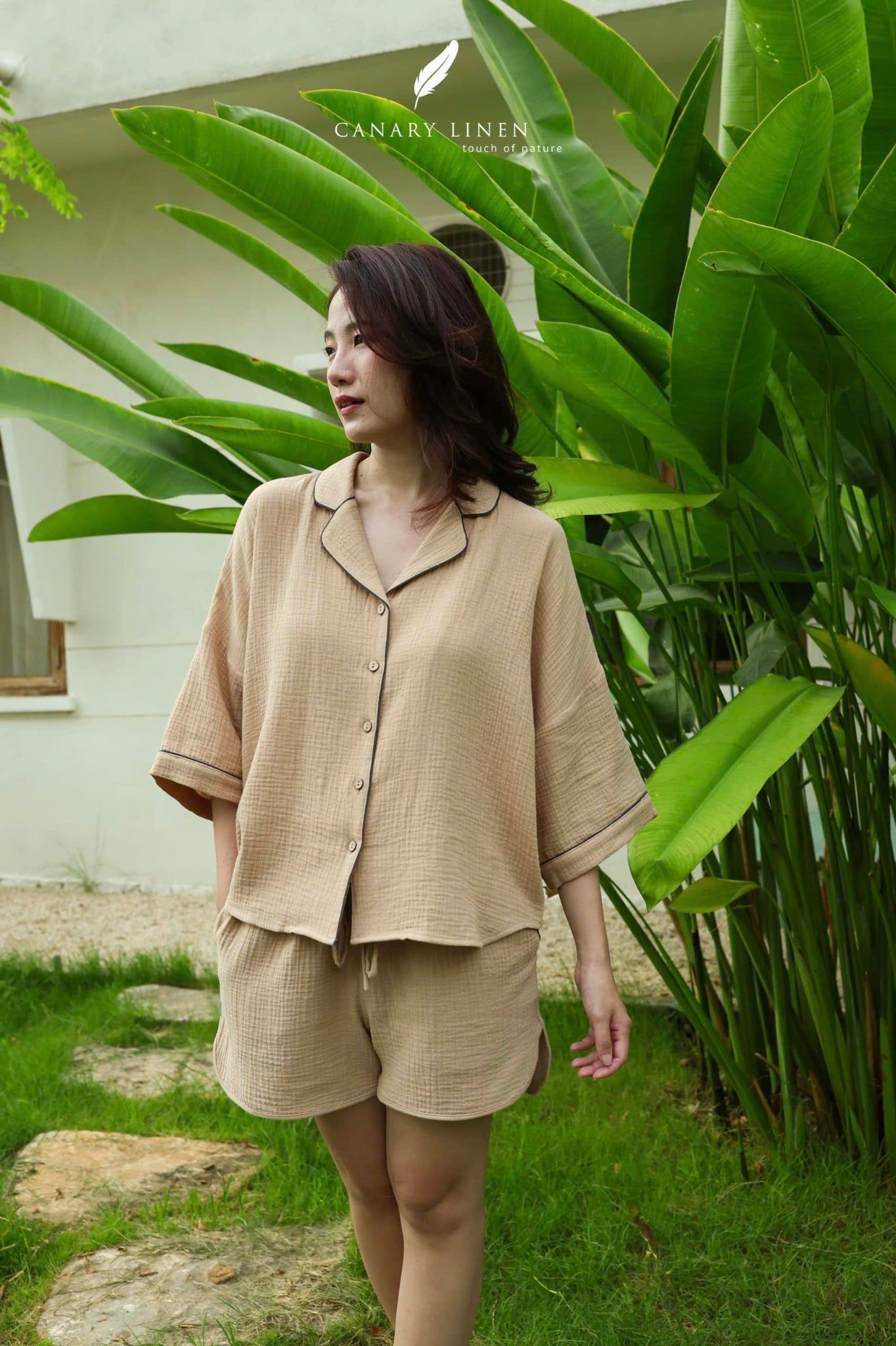  Mira Set - Nâu nhạt viền xám 
