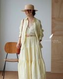  Tiered Maxi Skirt - Vàng Pastel 