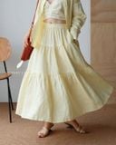  Tiered Maxi Skirt - Vàng Pastel 
