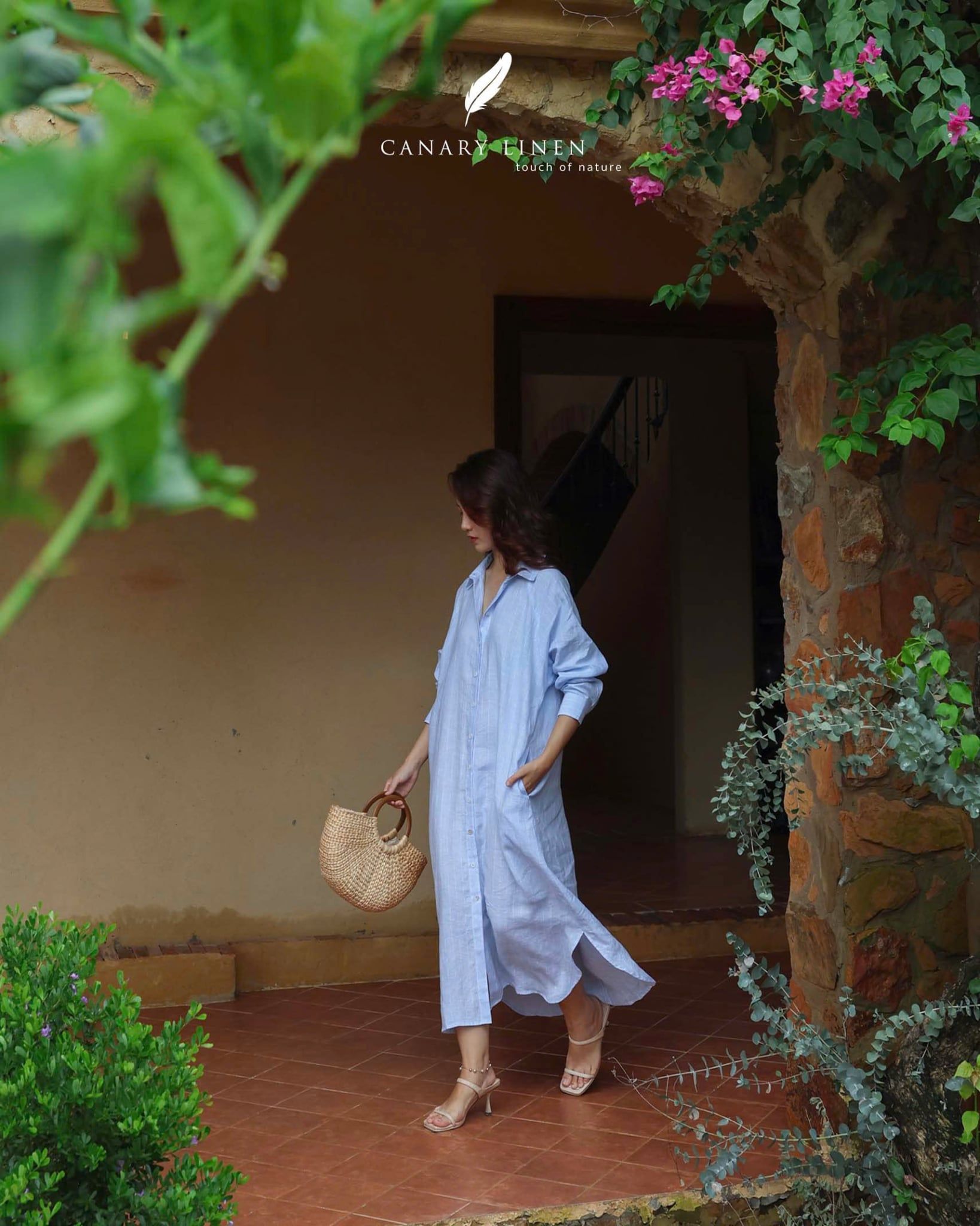  Shera Dress - Sọc xanh 