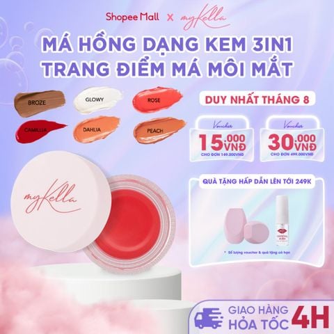 Má Hồng Dạng Kem myKella Trang Điểm Má Môi Mắt 3in1 Chất Kem Mịn, Dễ Tán