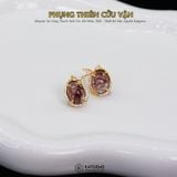  Khuyên Tai Vàng Phụng Thiên Cửu Vận Thạch Anh Tóc Đỏ KT: 10x8x4li ( Hỏa, Thổ ) Độc Quyền Katgems 