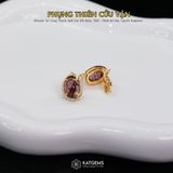  Khuyên Tai Vàng Phụng Thiên Cửu Vận Thạch Anh Tóc Đỏ KT: 10x8x4li ( Hỏa, Thổ ) Độc Quyền Katgems 