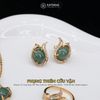  Khuyên Tai Vàng Phụng Thiên Cửu Vận Phỉ Thúy Xanh Lục KT: 10x8x4li (Không Kén Mệnh) Độc Quyền Katgems 