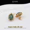  Khuyên Tai Vàng Phụng Thiên Cửu Vận Phỉ Thúy Xanh Lục KT: 10x8x4li (Không Kén Mệnh) Độc Quyền Katgems 