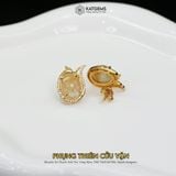  Khuyên Tai Vàng Phụng Thiên Cửu Vận Thạch Anh Tóc Vàng KT: 10x8x4li ( Kim, Thổ ) Độc Quyền Katgems 