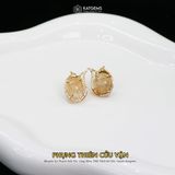  Khuyên Tai Vàng Phụng Thiên Cửu Vận Thạch Anh Tóc Vàng KT: 10x8x4li ( Kim, Thổ ) Độc Quyền Katgems 