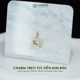  Charm Treo Túi Tiền Kim Bảo Vàng Trang Sức Thiết Kế Mặt Đá Moonstone (Kim, Thủy) 
