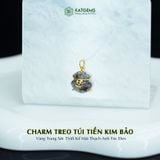  Charm Treo Túi Tiền Kim Bảo Vàng Trang Sức Thiết Kế Mặt Đá Thạch Anh Tóc Đen (Mộc, Thủy) 