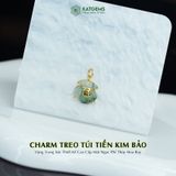  Charm Treo Túi Tiền Kim Bảo Vàng Trang Sức Thiết Kế Mặt Ngọc Phỉ Thúy Hoa Bay (Không Kén Mệnh) 