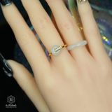  Nhẫn Thiết Kế Vàng Trang Sức Bạch Ngọc Cát Vận Ngọc Phỉ Thuý Myanmar Type A (Không Kén Mệnh) 