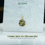  Charm Treo Túi Tiền Kim Bảo Vàng Trang Sức Thiết Kế Mặt ĐáThạch Anh Tóc Xanh (Mộc, Hỏa) 