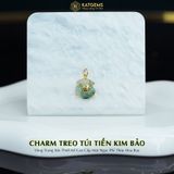  Charm Treo Túi Tiền Kim Bảo Vàng Trang Sức Thiết Kế Mặt Ngọc Phỉ Thúy Hoa Bay (Không Kén Mệnh) 