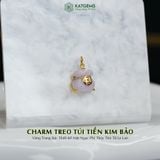  Charm Treo Túi Tiền Kim Bảo Vàng Trang Sức Thiết Kế Mặt Ngọc Phỉ Thúy Tím Tử La Lan (Không Kén Mệnh) 