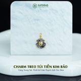  Charm Treo Túi Tiền Kim Bảo Vàng Trang Sức Thiết Kế Mặt Đá Thạch Anh Tóc Đen (Mộc, Thủy) 