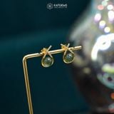  Khuyên Tai Thiết Kế Vàng Trang Sức Thanh Vân Cát Tường Thạch Anh Tóc Xanh 7-8ly ( Hỏa, Mộc ) Độc Quyền Katgems (Hàng Đặt 7-15 ngày) 