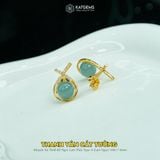  Khuyên Tai Thiết Kế Vàng Trang Sức Thanh Vân Cát Tường Lam Ngọc 7-8ly (Không Kén Mệnh) Độc Quyền Katgems 