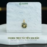  Charm Treo Túi Tiền Kim Bảo Vàng Trang Sức Thiết Kế Mặt ĐáThạch Anh Tóc Xanh (Mộc, Hỏa) 