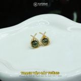  Khuyên Tai Thiết Kế Vàng Trang Sức Thanh Vân Cát Tường Thạch Anh Tóc Xanh 7-8ly ( Hỏa, Mộc ) Độc Quyền Katgems (Hàng Đặt 7-15 ngày) 