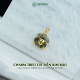 Charm Treo Túi Tiền Kim Bảo Vàng Trang Sức Thiết Kế Mặt ĐáThạch Anh Tóc Xanh (Mộc, Hỏa) 