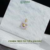  Charm Treo Túi Tiền Kim Bảo Vàng Trang Sức Thiết Kế Mặt Ngọc Phỉ Thúy Tím Tử La Lan (Không Kén Mệnh) 