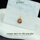  Charm Treo Túi Tiền Kim Bảo Vàng Trang Sức Thiết Kế Mặt Đá Thạch Anh Tóc Đỏ (Hỏa, Thổ) 