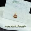  Charm Treo Túi Tiền Kim Bảo Vàng Trang Sức Thiết Kế Mặt Đá Thạch Anh Tóc Đỏ (Hỏa, Thổ) 