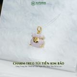  Charm Treo Túi Tiền Kim Bảo Vàng Trang Sức Thiết Kế Mặt Ngọc Phỉ Thúy Tím Tử La Lan (Không Kén Mệnh) 