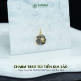  Charm Treo Túi Tiền Kim Bảo Vàng Trang Sức Thiết Kế Mặt Đá Thạch Anh Tóc Đen (Mộc, Thủy) 