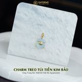  Charm Treo Túi Tiền Kim Bảo Vàng Trang Sức Thiết Kế Mặt Đá Aquamarine (Mộc, Thủy) 