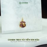  Charm Treo Túi Tiền Kim Bảo Vàng Trang Sức Thiết Kế Mặt Đá Thạch Anh Tóc Đỏ (Hỏa, Thổ) 