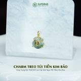  Charm Treo Túi Tiền Kim Bảo Vàng Trang Sức Thiết Kế Mặt Ngọc Phỉ Thúy Hoa Bay (Không Kén Mệnh) 
