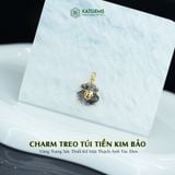  Charm Treo Túi Tiền Kim Bảo Vàng Trang Sức Thiết Kế Mặt Đá Thạch Anh Tóc Đen (Mộc, Thủy) 