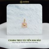  Charm Treo Túi Tiền Kim Bảo Vàng Trang Sức Thiết Kế Mặt Đá Thạch Anh Hồng (Hỏa, Thổ) 