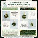  Charm Treo Túi Tiền Kim Bảo Vàng Trang Sức Thiết Kế Mặt Đá Thạch Anh Tóc Đen (Mộc, Thủy) 