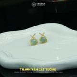  Khuyên Tai Thiết Kế Vàng Trang Sức Thanh Vân Cát Tường Ngọc Phỉ Thúy Hoa Bay Myanmar Type A 7-8ly (Không Kén Mệnh) Độc Quyền Katgems 