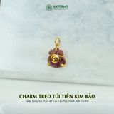  Charm Treo Túi Tiền Kim Bảo Vàng Trang Sức Thiết Kế Mặt Đá Thạch Anh Tóc Đỏ (Hỏa, Thổ) 