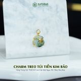 Charm Treo Túi Tiền Kim Bảo Vàng Trang Sức Thiết Kế Mặt Ngọc Phỉ Thúy Hoa Bay (Không Kén Mệnh) 