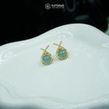  Khuyên Tai Thiết Kế Vàng Trang Sức Thanh Vân Cát Tường Lam Ngọc 7-8ly (Không Kén Mệnh) Độc Quyền Katgems 