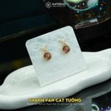 Khuyên Tai Thiết Kế Vàng Trang Sức Thanh Vân Cát Tường Thạch Anh Tóc Đỏ 7-8ly ( Hỏa, Thổ ) Độc Quyền Katgems (Hàng Đặt 7-15 ngày) 
